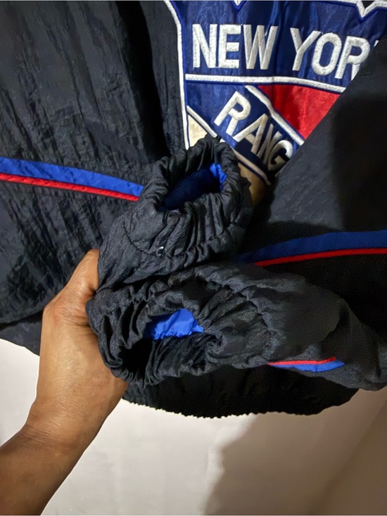 Other - Black Bomber Jacket with Blue & Red Trim - New York Rangers Style